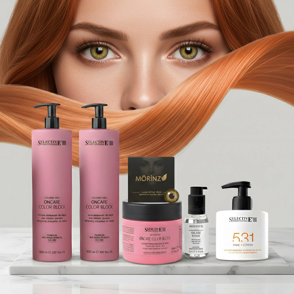 مجموعة العناية بالشعر بلون النحاس