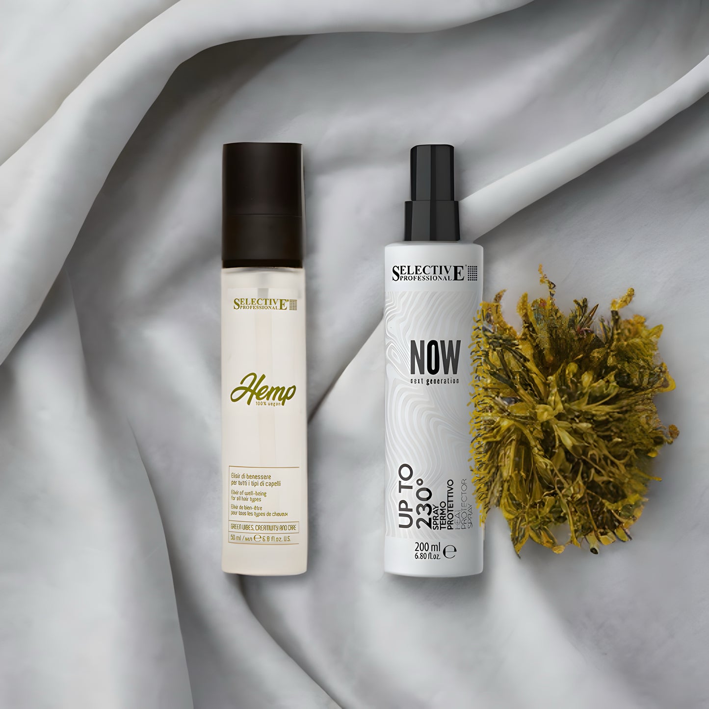 Hair care set under flat iron